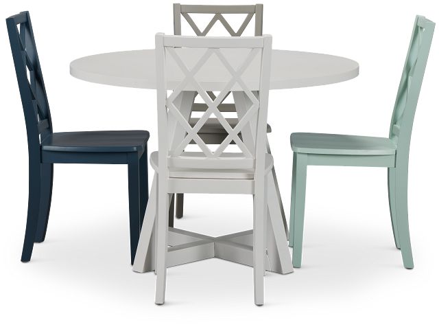 Edgartown White Round Table & Mixed Chairs