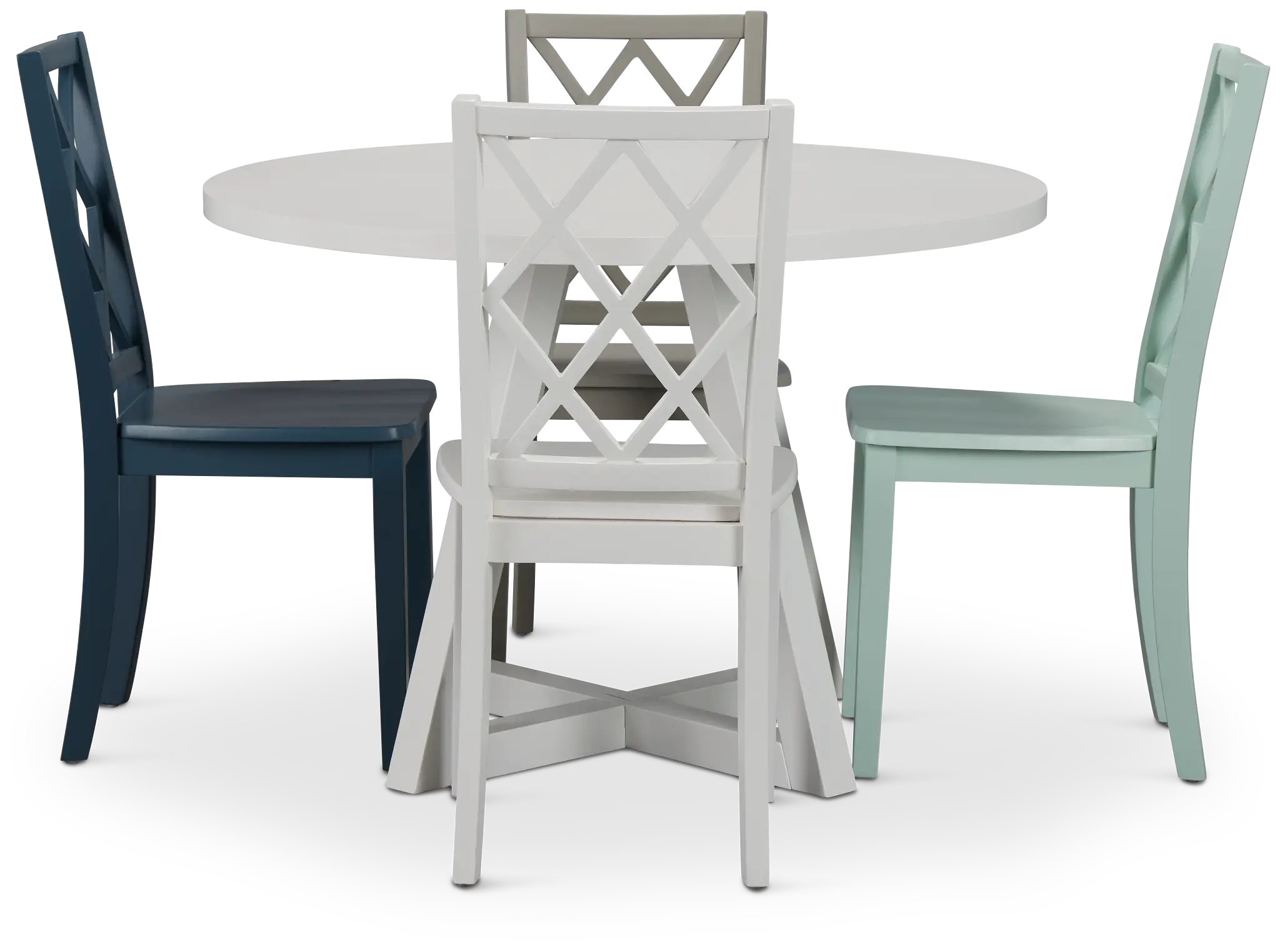 Edgartown White Round Table & Mixed Chairs Edgartown White Round Table & Mixed Chairs