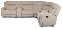 Walker Beige Fabric Large Dual Manually Reclining Two-arm Sectional