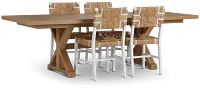 Nantucket Light Tone Trestle Table & 4 Woven Chairs