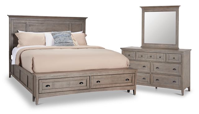 Heron Cove Light Tone Panel Bedroom With Bench