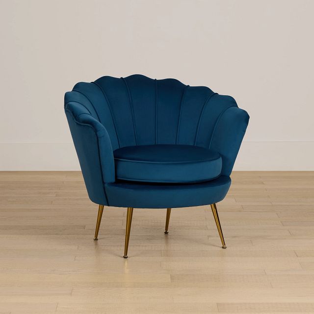 Lily Dark Blue Velvet Accent Chair