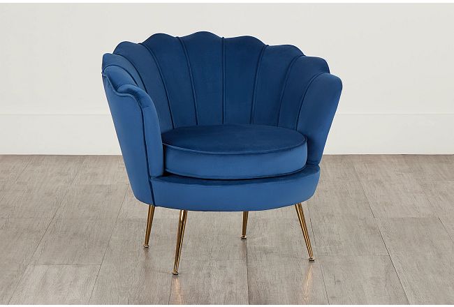 Lily Dark Blue Velvet Accent Chair