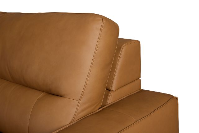 Rudy Brown Lthr/vinyl Small Two Arm Power Extension Chaise Sectional