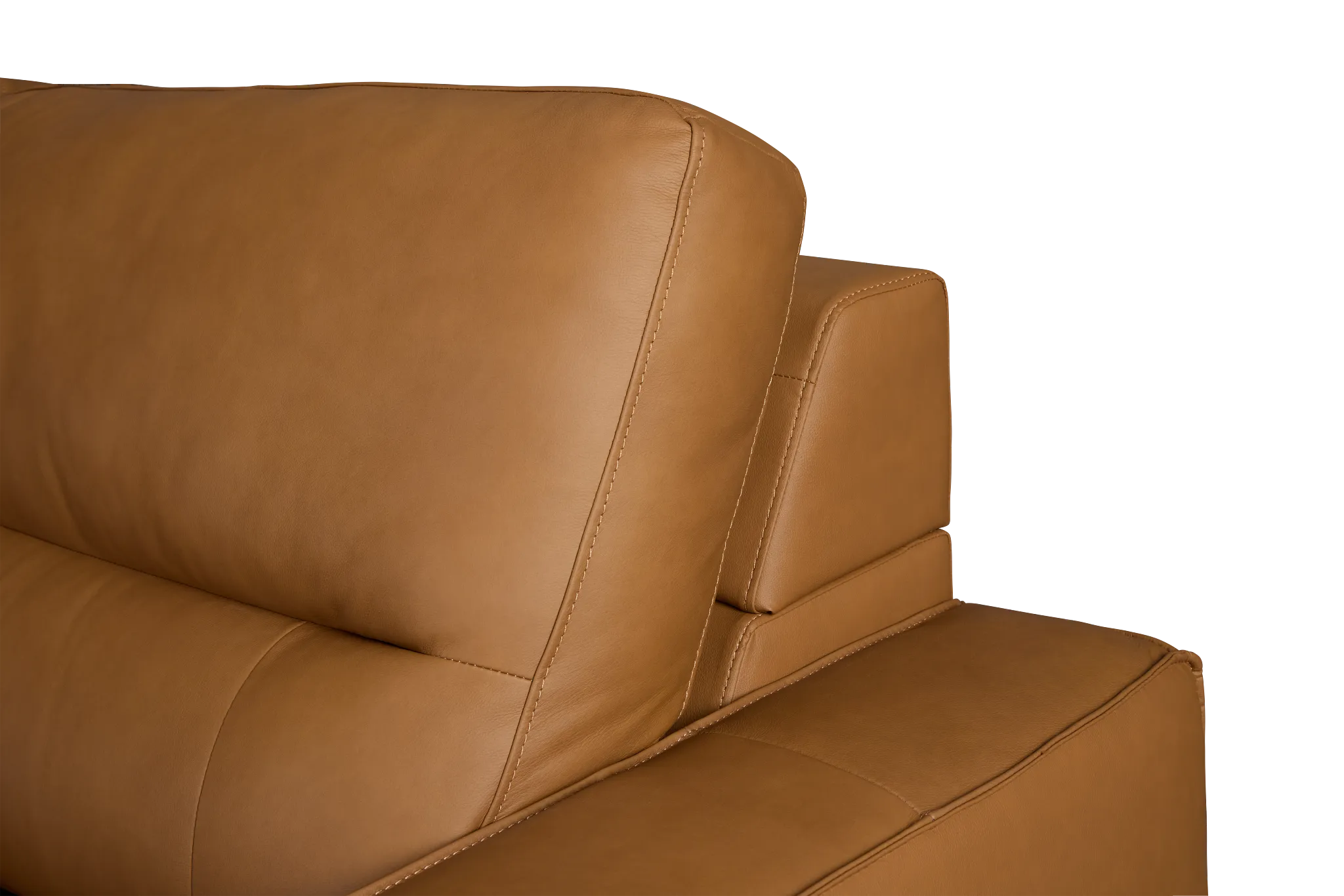 Rudy Brown Lthr/vinyl Small Two Arm Power Extension Chaise Sectional