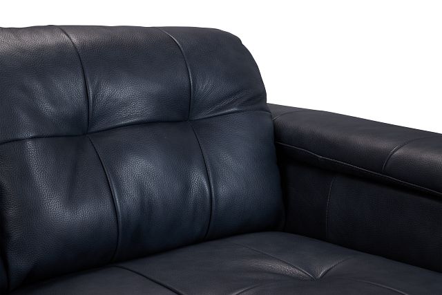 Rowan Navy Leather Loveseat