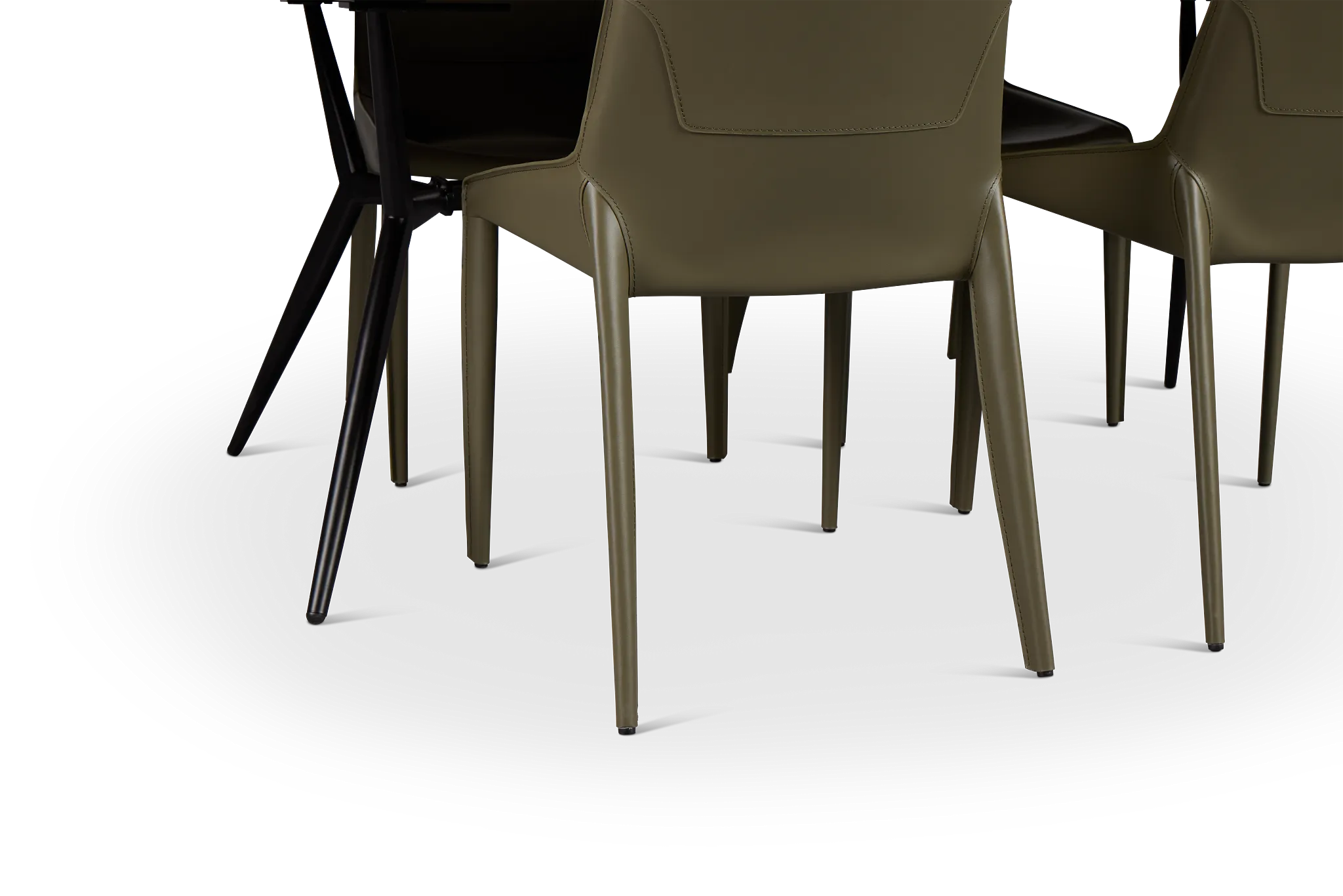 Margo Two-tone Rectangular Table & 4 Dark Green Upholstered Chair