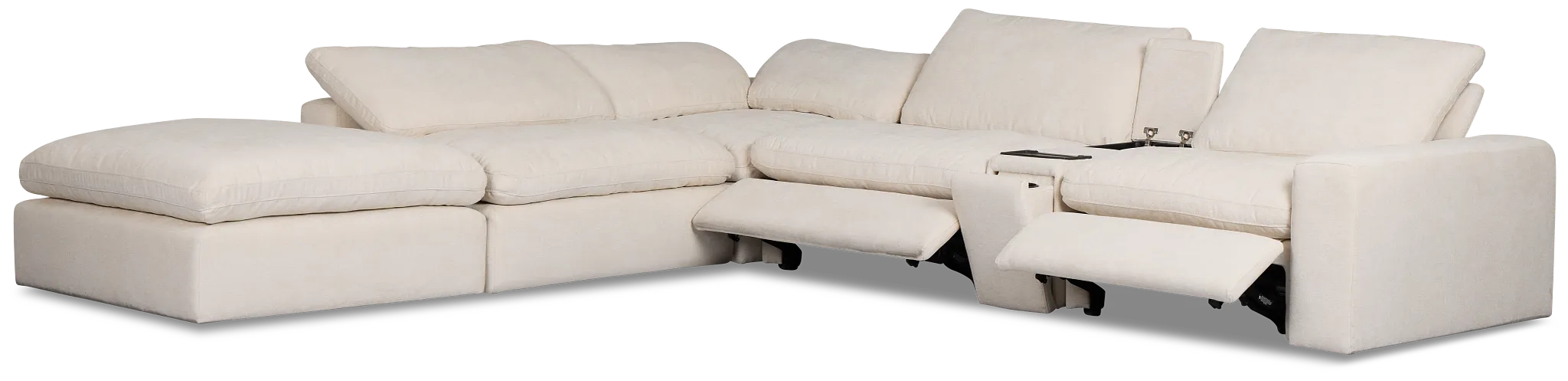 Drift Light Beige Fabric Large Dual Power Left Bumper Sectional