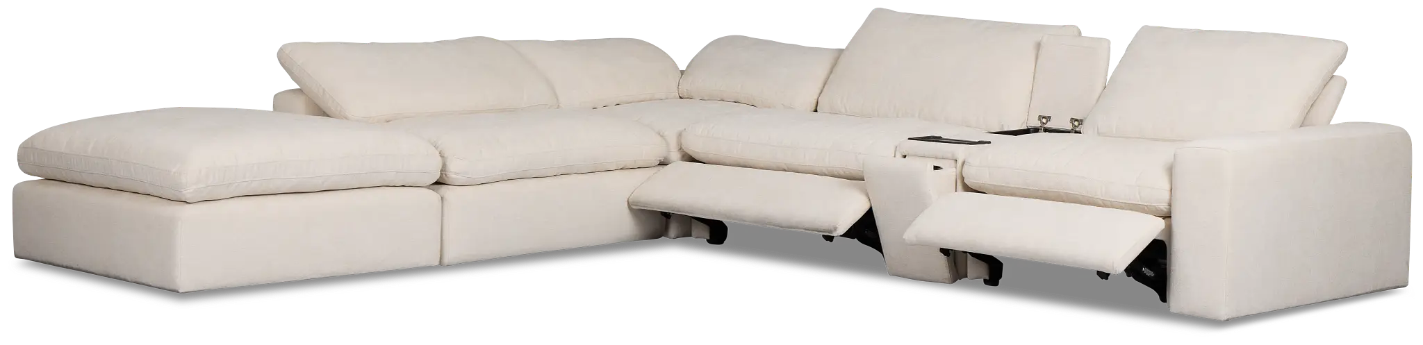 Drift Light Beige Fabric Large Dual Power Left Bumper Sectional Drift Light Beige Fabric Large Dual Power Left Bumper Sectional