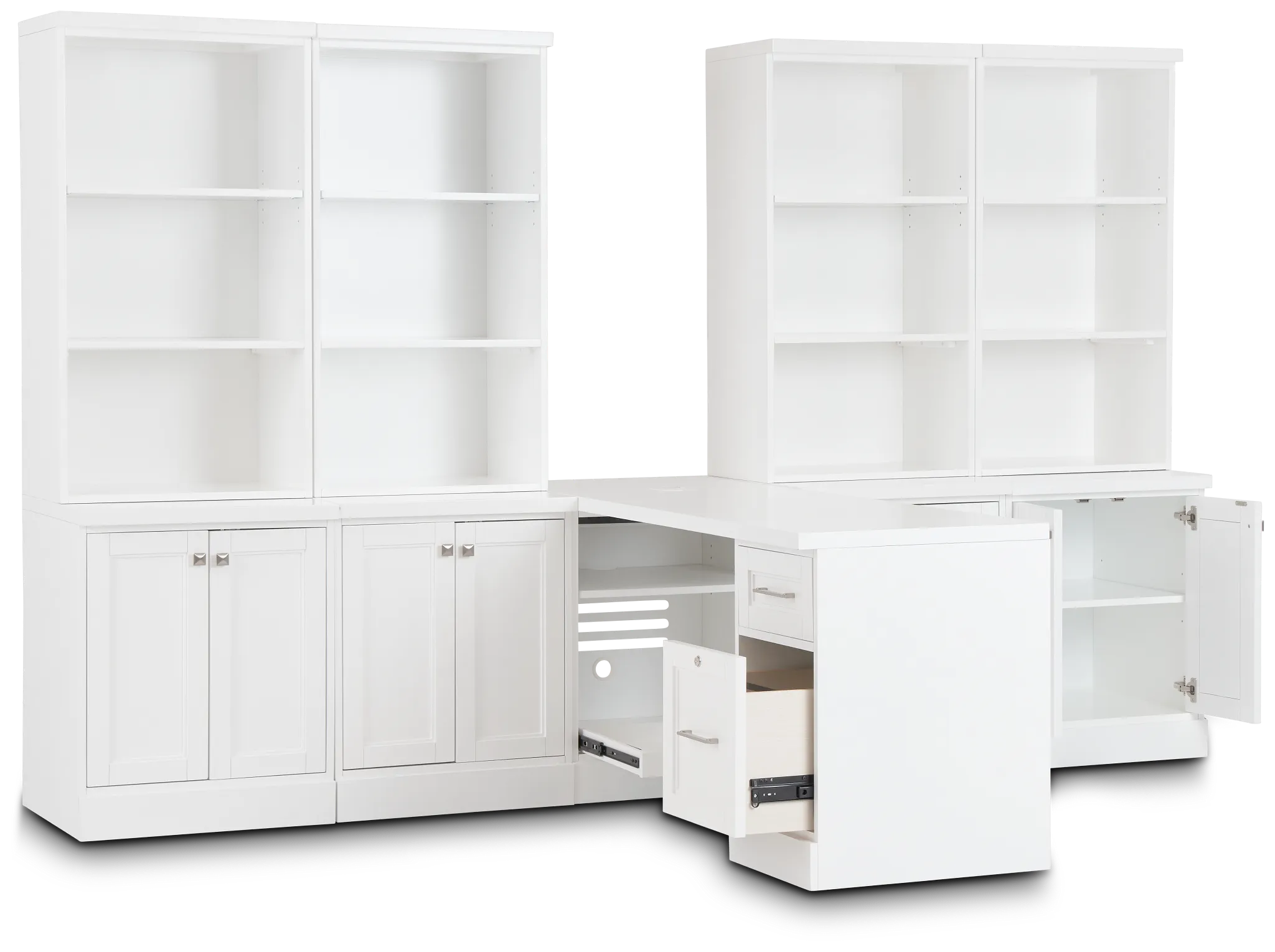 Newport White Large Peninsula Door Wall Desk