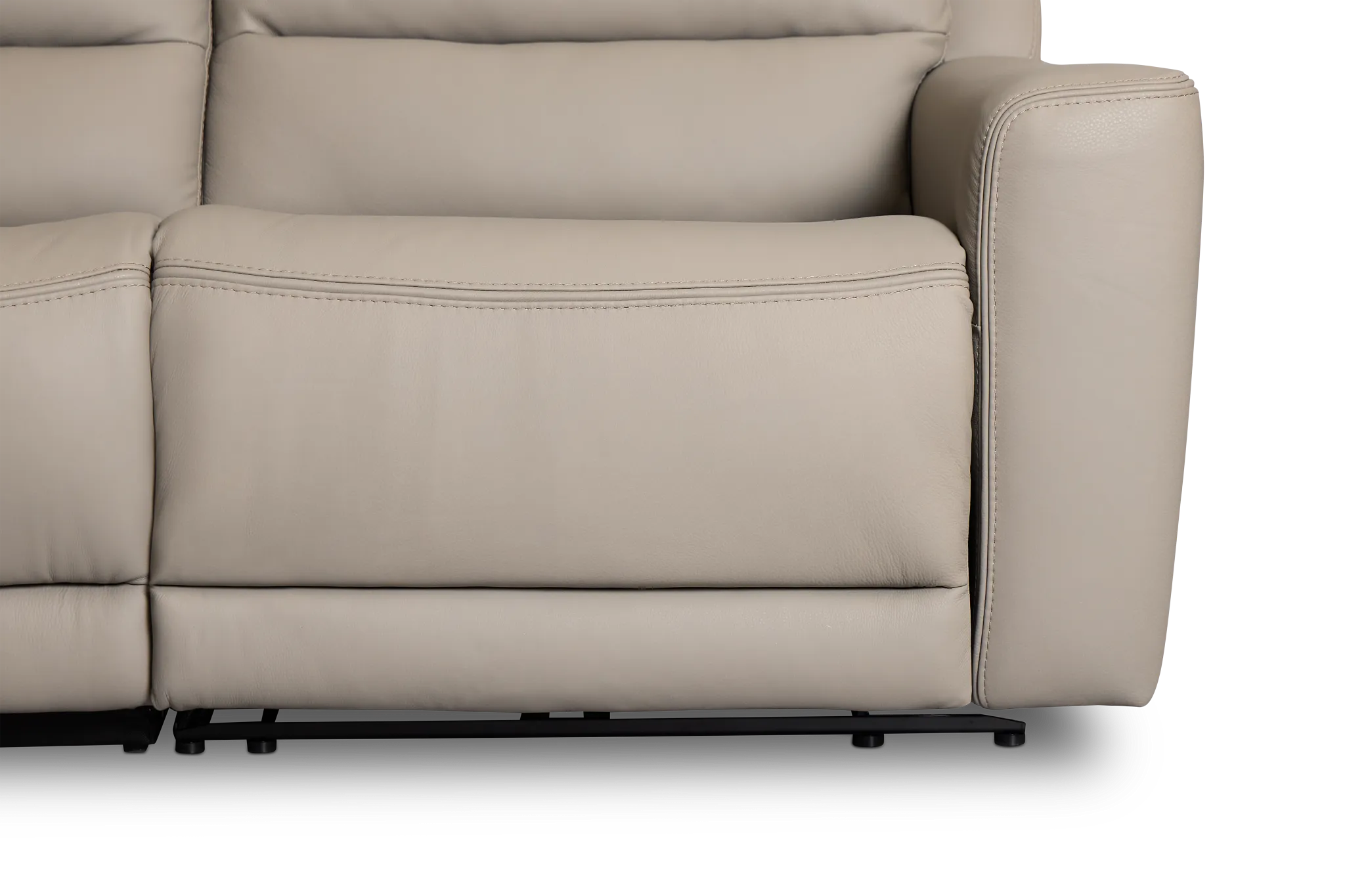 Wilder Taupe Leather Small Triple Power Reclining Two-arm Sectional