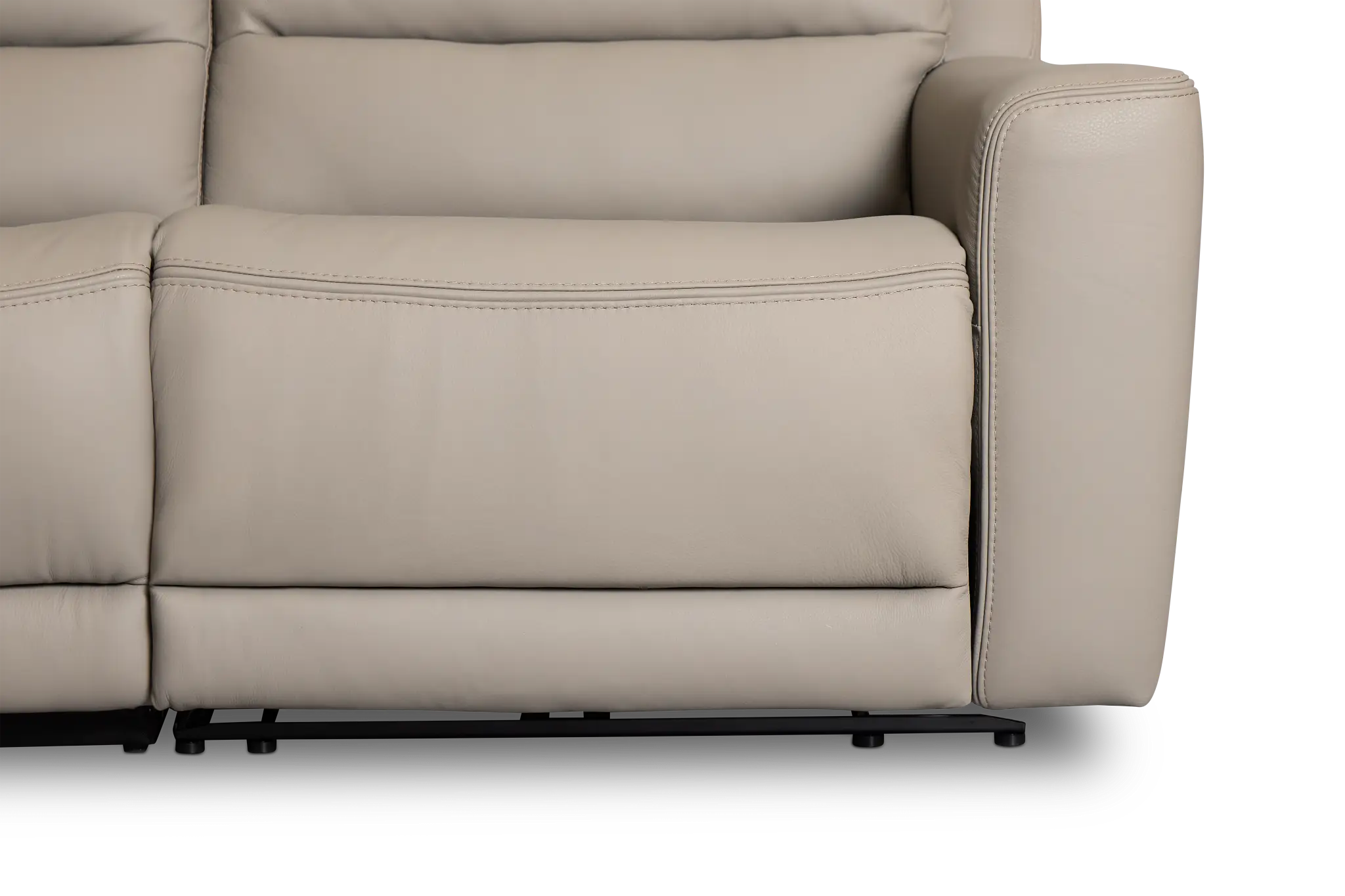 Wilder Taupe Leather Small Triple Power Reclining Two-arm Sectional Wilder Taupe Leather Small Triple Power Reclining Two-arm Sectional