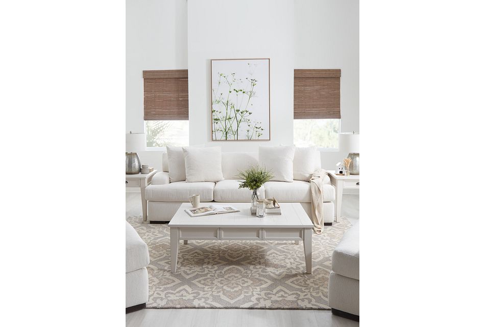 Alpha White Fabric Sofa