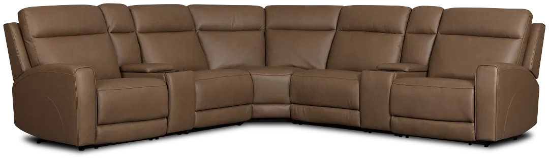 Flexsteel Belmont Dark Brown Lthr/vinyl Large Dual Power Reclining Two-arm Sectional