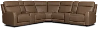 Flexsteel Belmont Dark Brown Lthr/vinyl Large Dual Power Reclining Two-arm Sectional