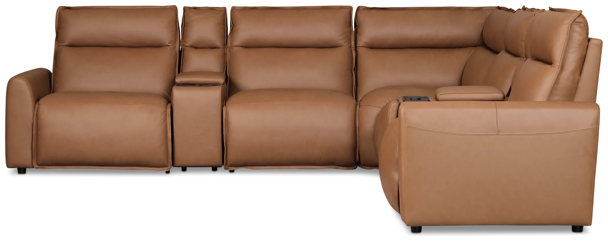 Edison Medium Brown Leather/vinyl Large Triple Power Reclining 2-arm Sectional
