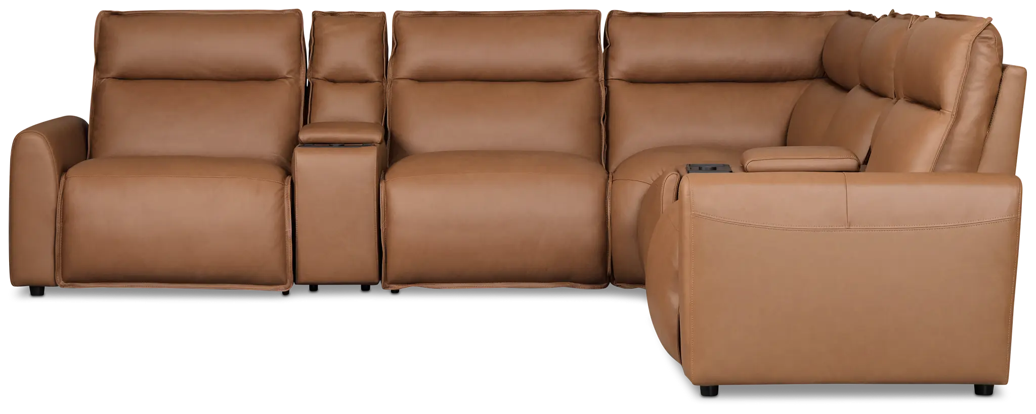 Edison Medium Brown Leather/vinyl Large Triple Power Reclining 2-arm Sectional Edison Medium Brown Leather/vinyl Large Triple Power Reclining 2-arm Sectional