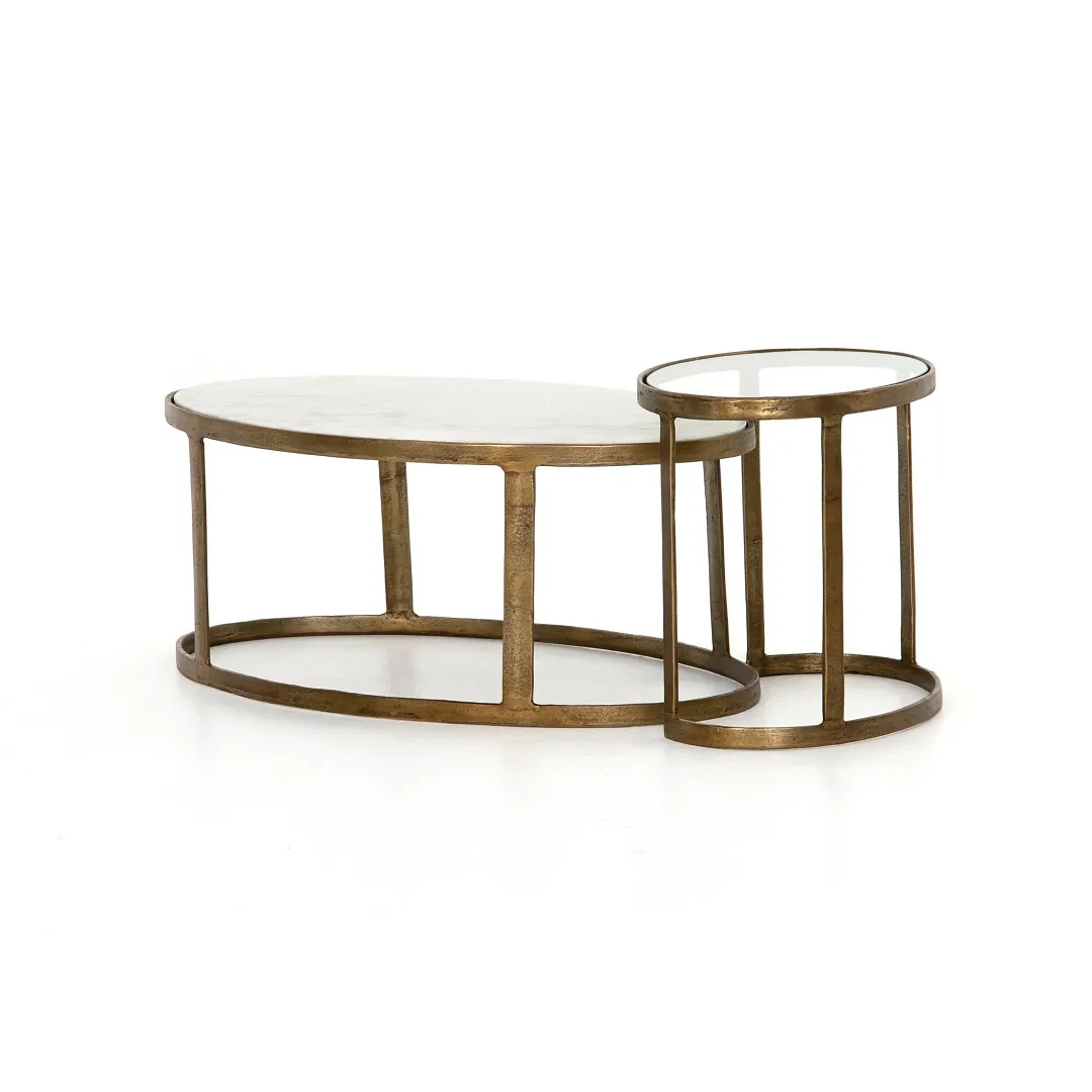 Four Hands Caren White Marble Nesting Coffee Table