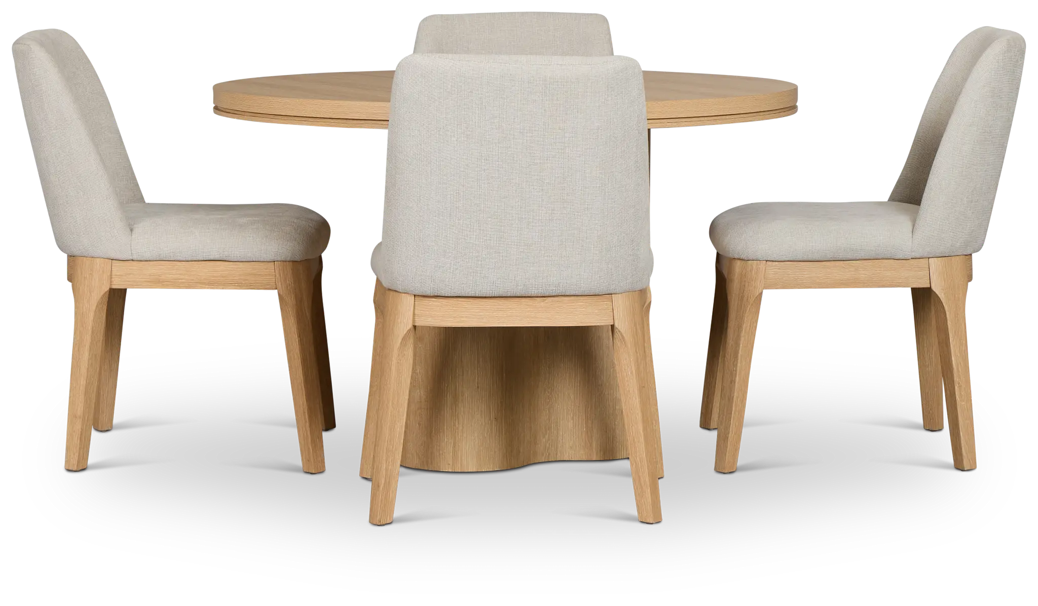 Emory Light Tone Round Table & 4 Upholstered Chairs Emory Light Tone Round Table & 4 Upholstered Chairs