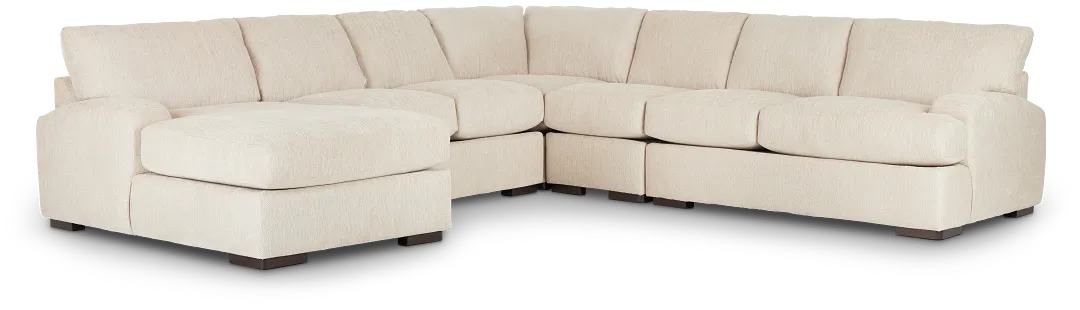 Alpha Beige Fabric Large Left Chaise Sectional