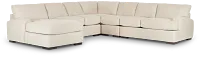 Alpha Beige Fabric Large Left Chaise Sectional