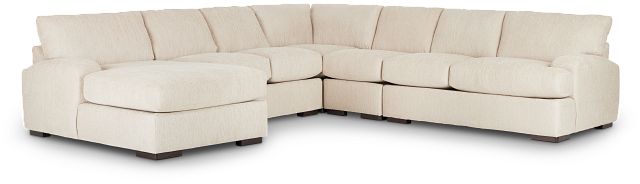 Alpha Beige Fabric Large Left Chaise Sectional