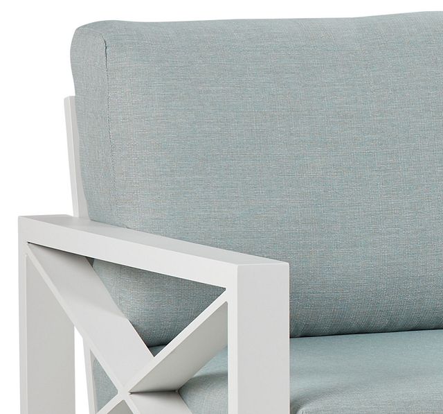 Linear White Teal Aluminum Outdoor Upholstery