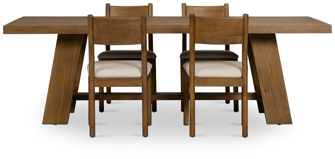 Rochester Mid Tone Rectangular Table & 4 Upholstered Chairs