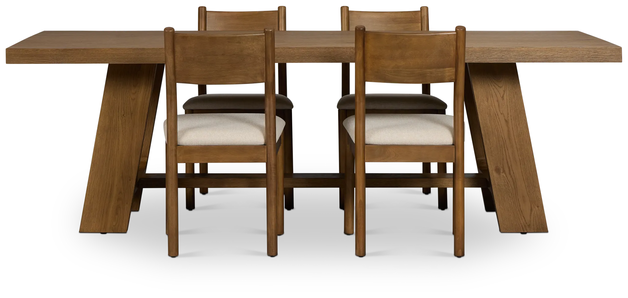 Rochester Mid Tone Rectangular Table & 4 Upholstered Chairs