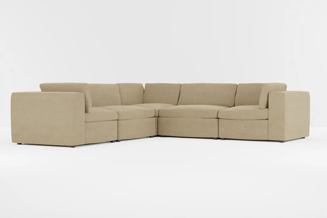 Destin Elite Taupe Fabric 5-piece Modular Sectional