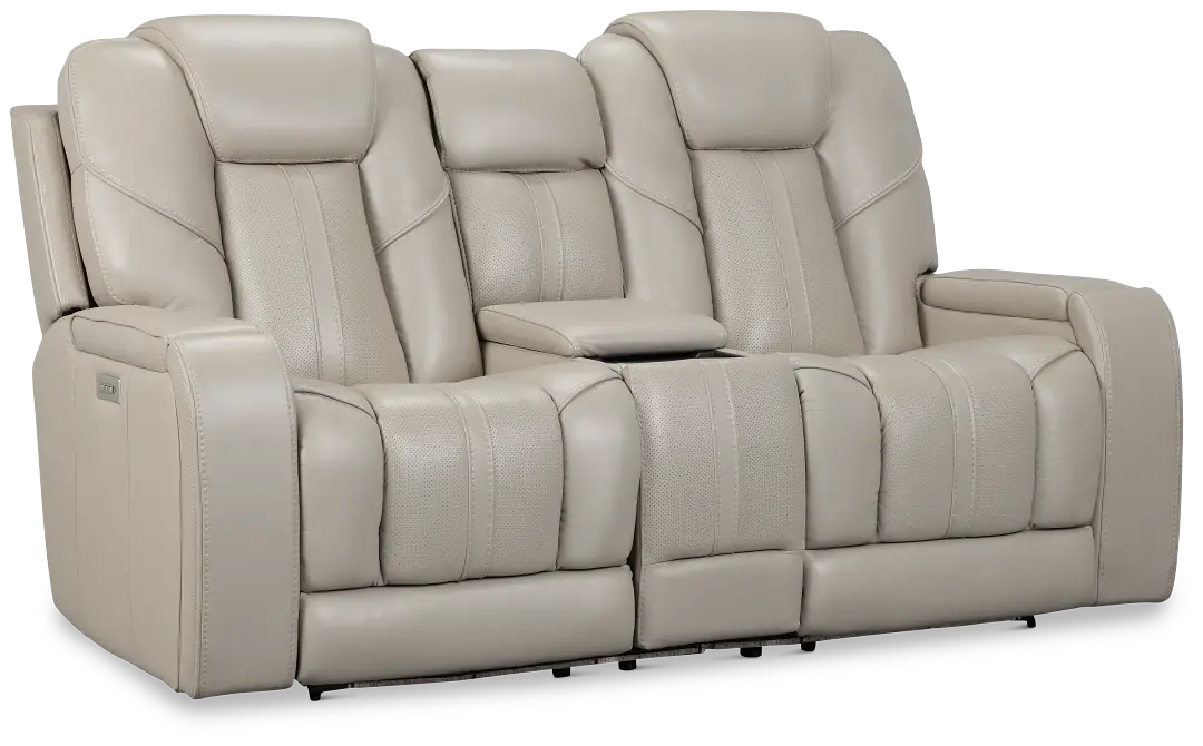 Eclipse Light Gray Lthr/vinyl Power Reclining Console Loveseat W/ Massage Eclipse Light Gray Lthr/vinyl Power Reclining Console Loveseat W/ Massage