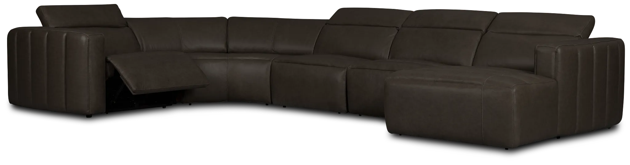 Jace Dark Gray Lthr/vinyl Small Right Chaise Power Reclining Sectional