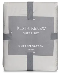 Rest & Renew Cotton Sateen Gray 300 Thread Sheet Set