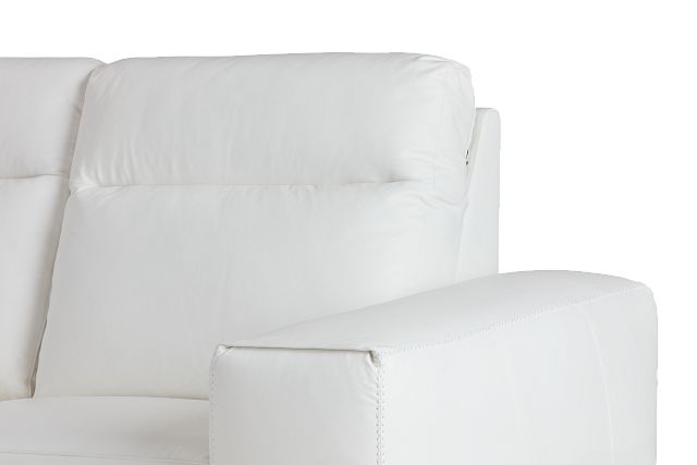 Elba White Leather Small Dual Power Left Chaise Sectional