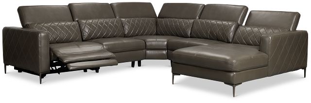 Ava Dark Gray Micro Small Right Chaise Power Reclining Sectional