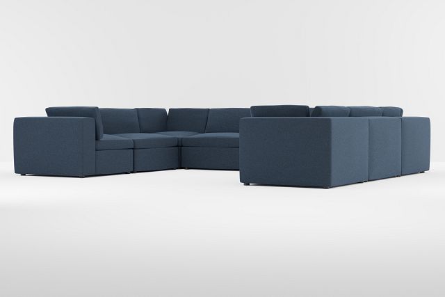 Destin Elite Dark Blue Fabric 8-piece Modular Sectional