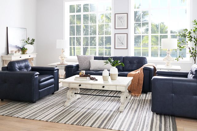 Rowan Navy Leather Sofa