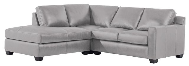 Carson Gray Leather Left Bumper Sectional
