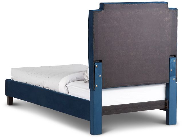 Whitney Dark Blue Uph Platform Bed