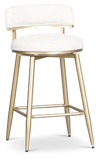 Lex Ivory Fabric Adjustable Upholstered Swivel Barstool