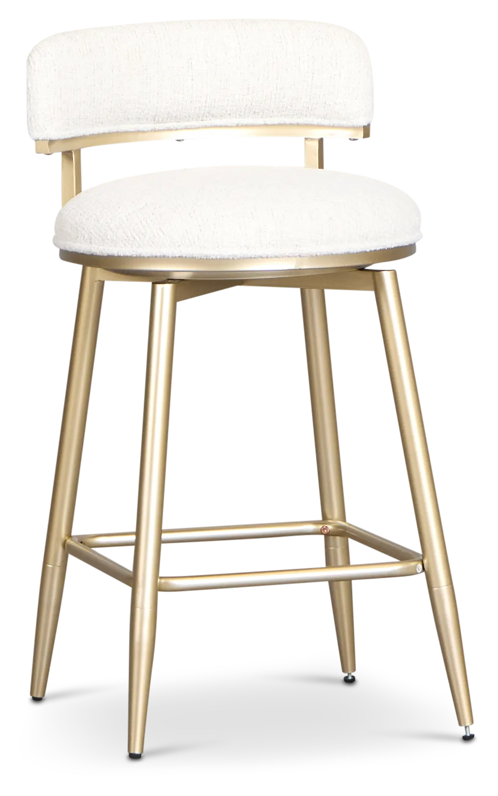 Lex Ivory Fabric Adjustable Upholstered Swivel Barstool
