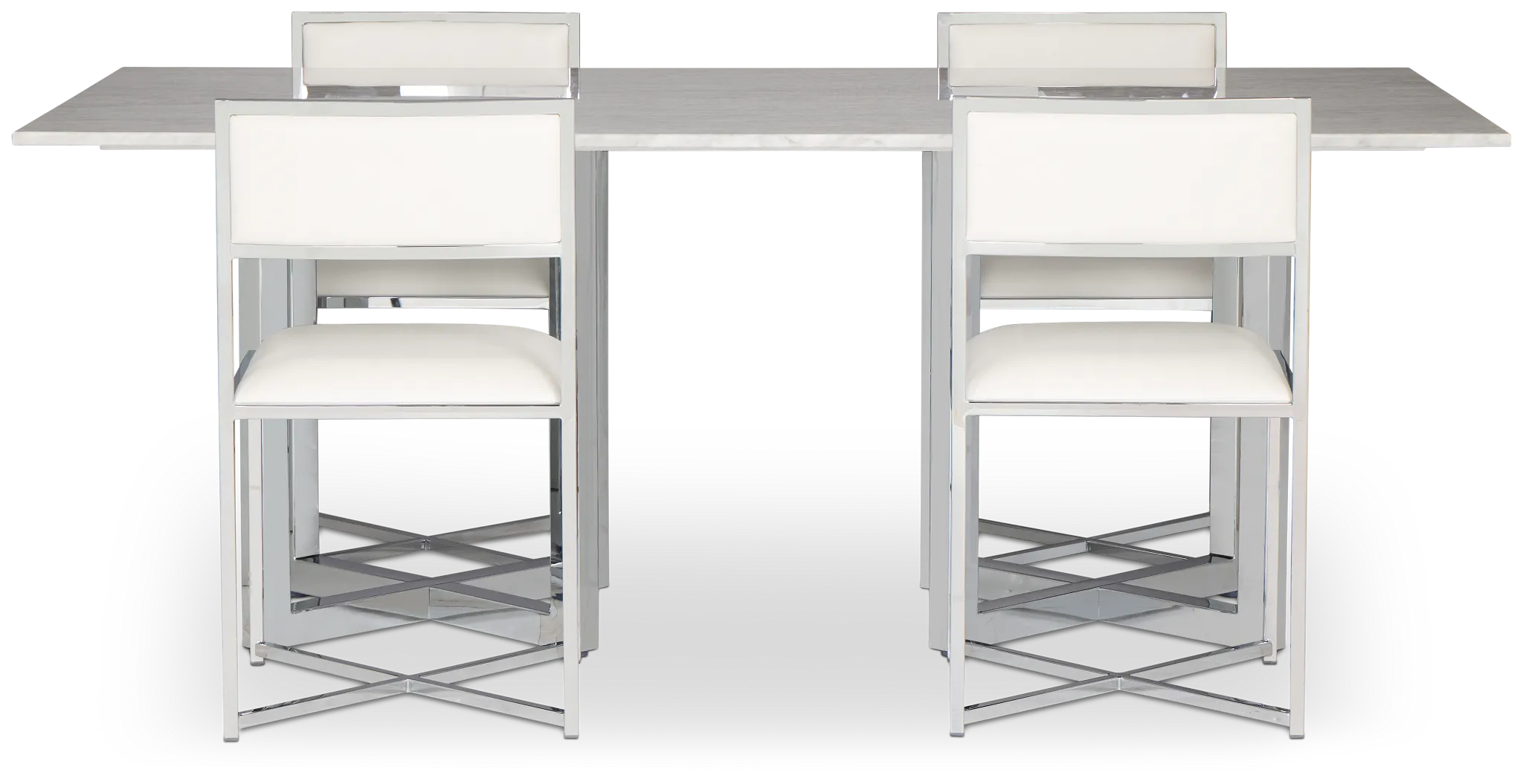 Amalfi White Marble Rectangular Table & 4 Metal Chairs