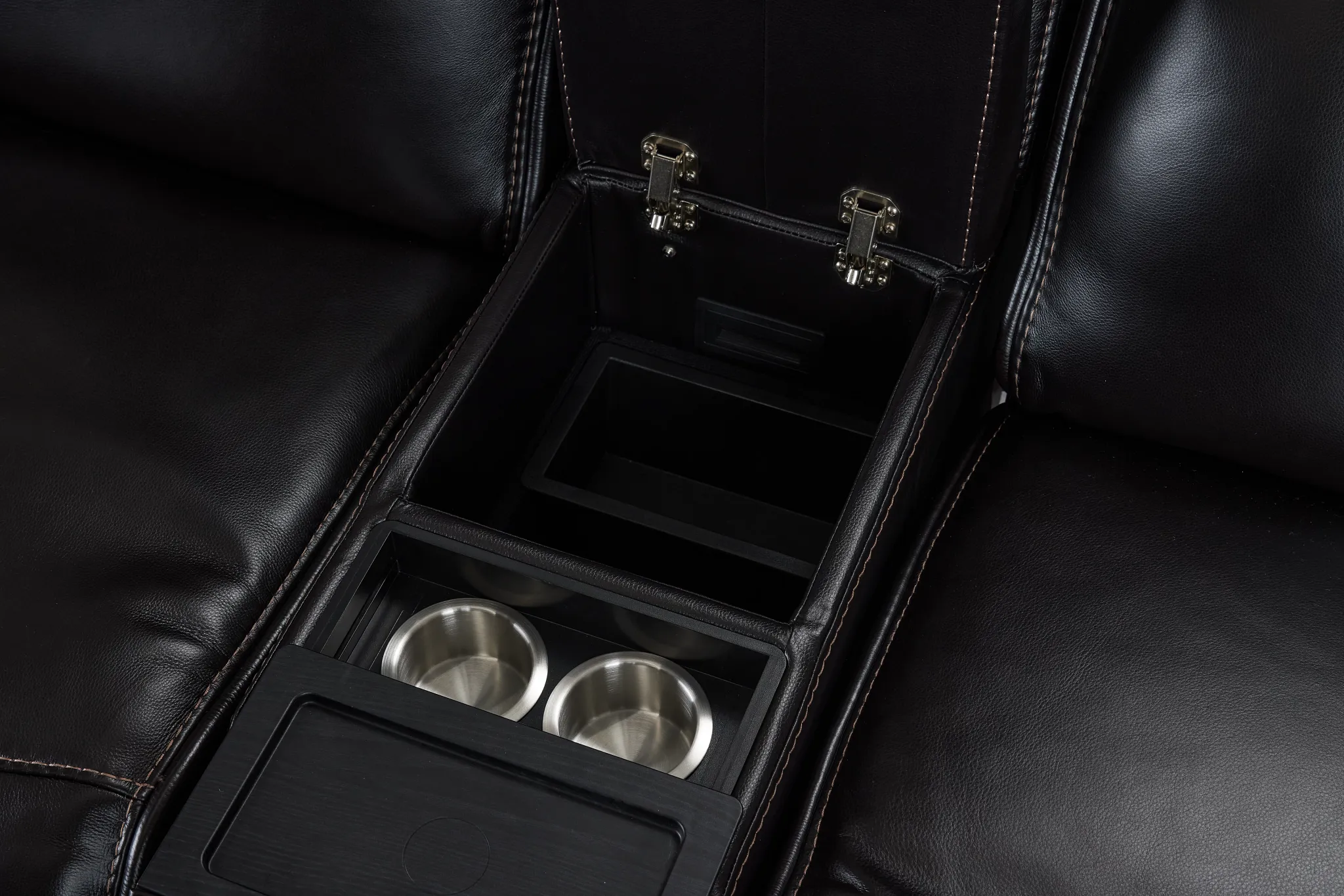 Casey Black Lthr/vinyl Small Two-arm Power Reclining Sectional