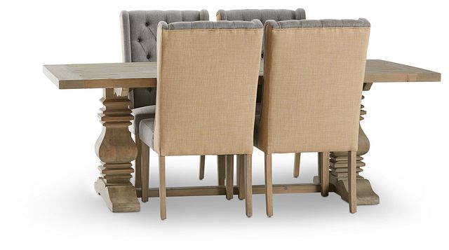 Hadlow Gray 84" Table & 4 Tufted Chairs
