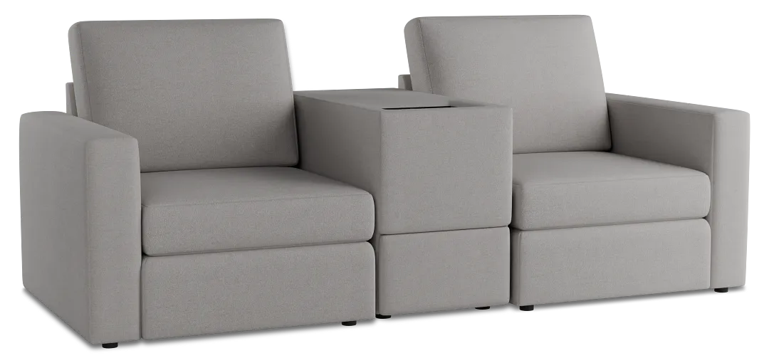 Citymod Light Gray Fabric 3-piece Modular Sofa With Storage Console