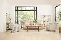 Campbell Light Gray Fabric Swivel Accent Chair