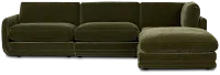 Jules Green Velvet 4-piece Right Facing Bumper Sectional