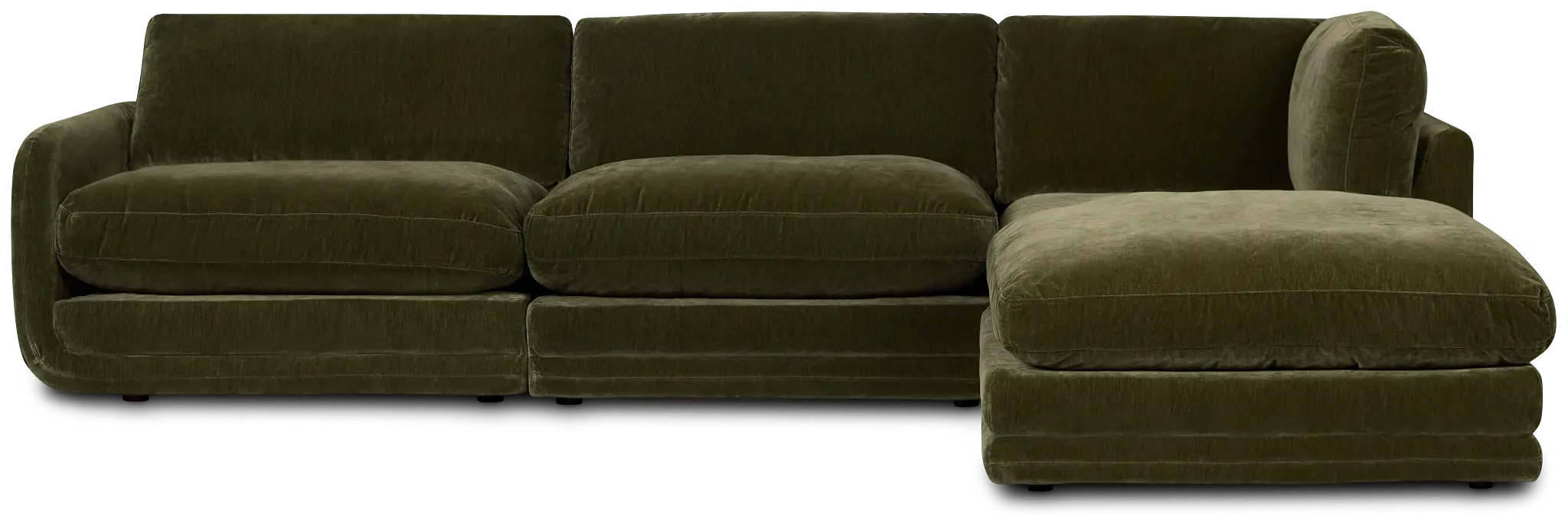 Jules Green Velvet 4-piece Right Facing Bumper Sectional Jules Green Velvet 4-piece Right Facing Bumper Sectional