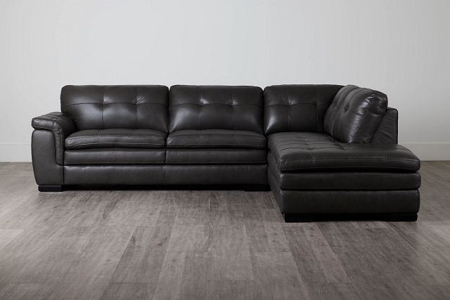 Braden Dark Gray Leather Small Right Bumper Sectional