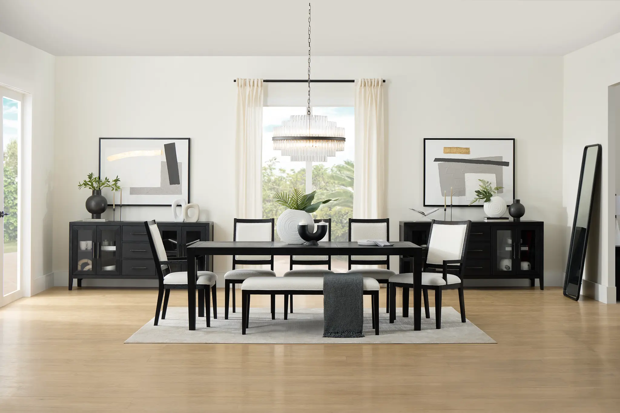 Alden Black Upholstered Dining Bench Alden Black Upholstered Dining Bench